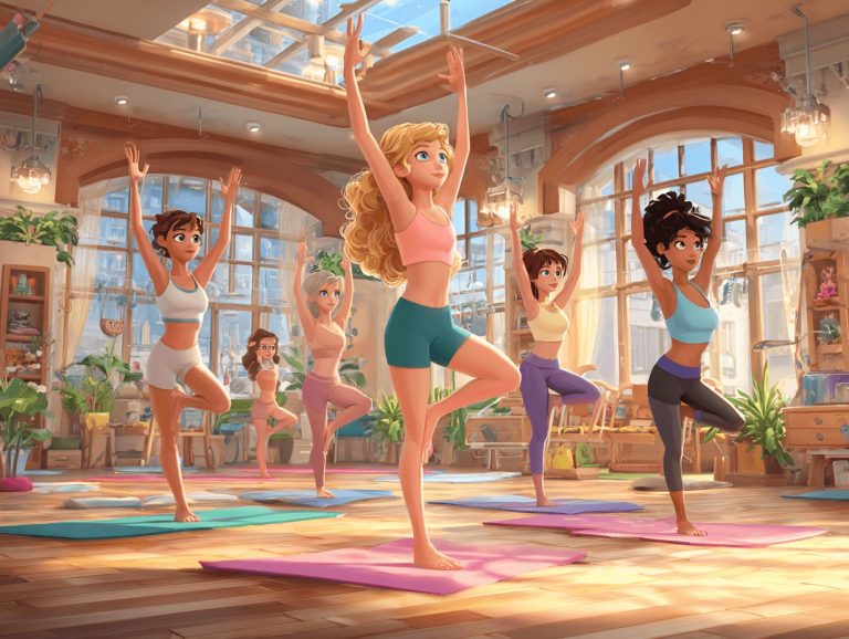 Pilates nedir? 5 Pilates stüdyosunda egzersiz yapan karakterler – 3D çizim